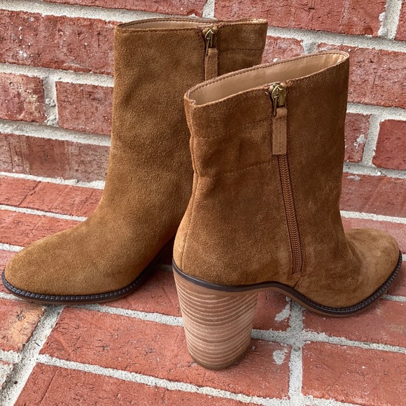 Franco Sarto Fawn Tan Suede High Ankle Booties - Picture 2 of 14